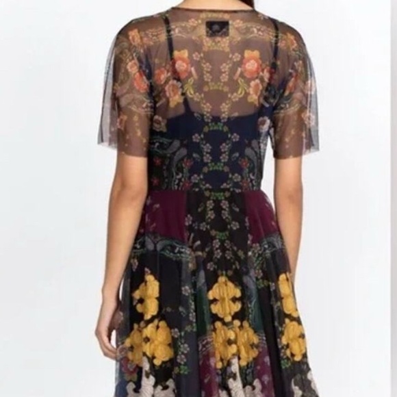 Johnny Was Mesh Overlay Jovie Embroidered Midi Dress - Picture 3 of 10